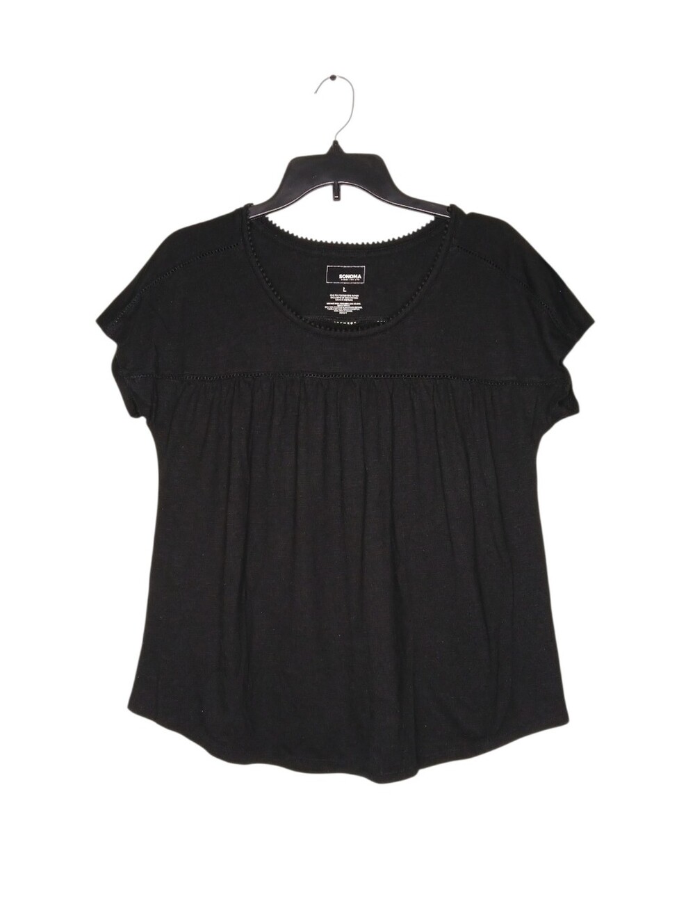 Sonoma Womens Black Short-Sleeve Scoop Neck Top
